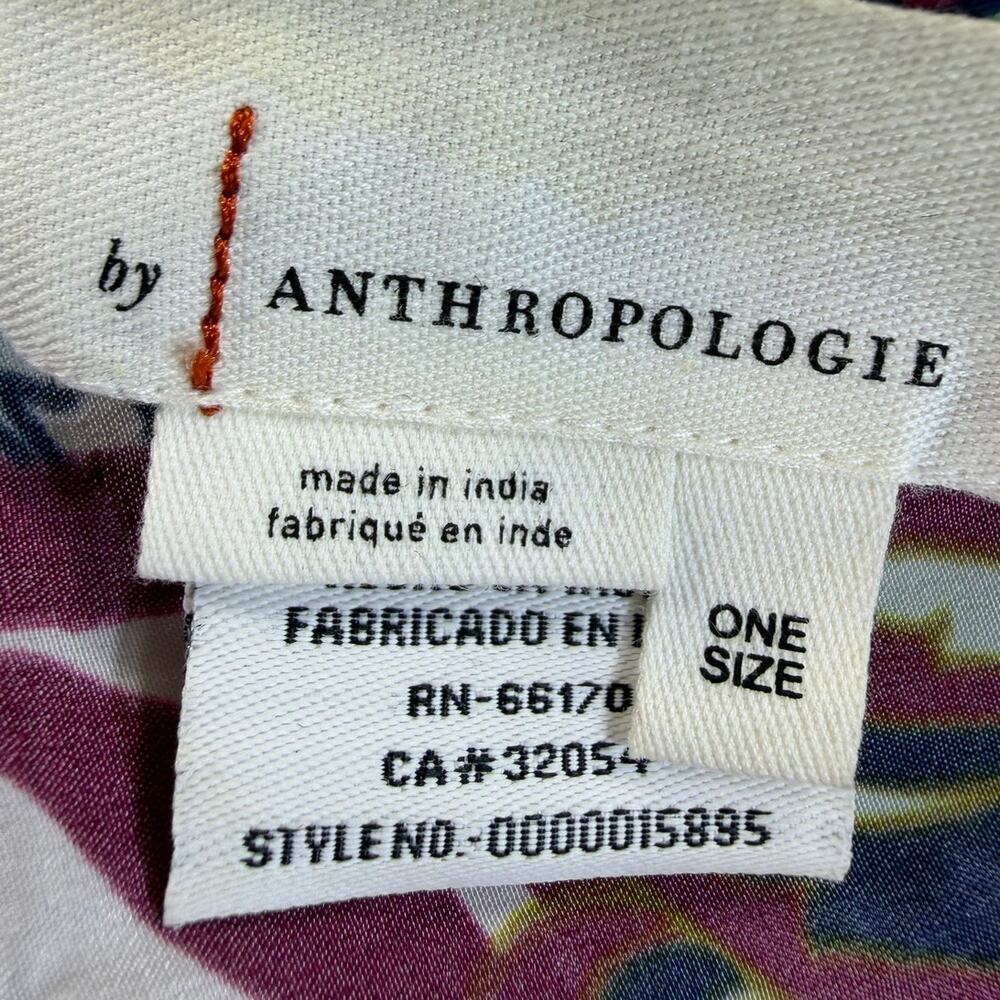 Anthropologie Women's One Size White Maroon Floral Print Open Front Shrug Top - Picture 3 of 11